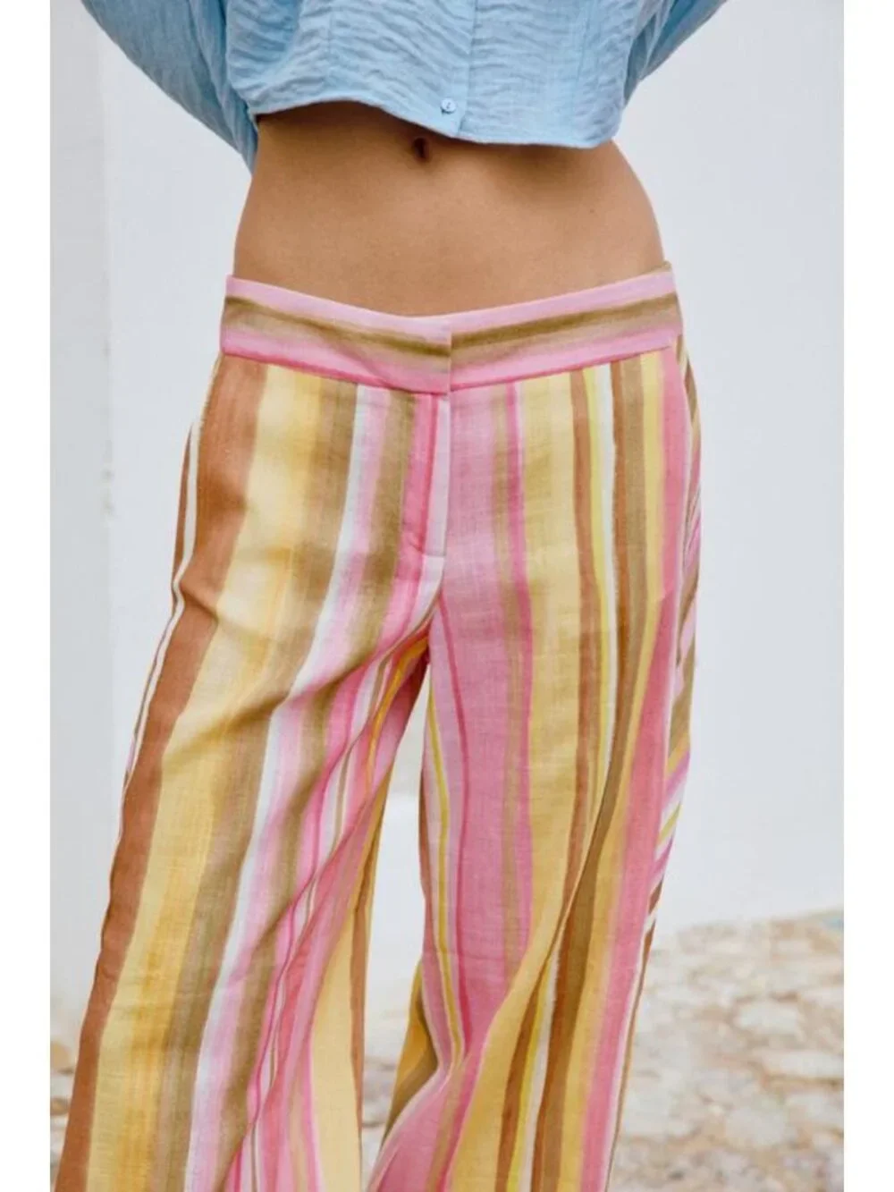 ZARA STRIPED WIDE LEG PANTS